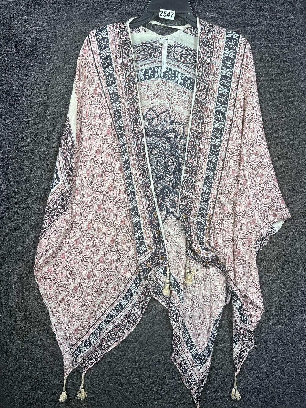 Ecote Medallion Embellished Poncho Womens One Size Open Floral Embroidery